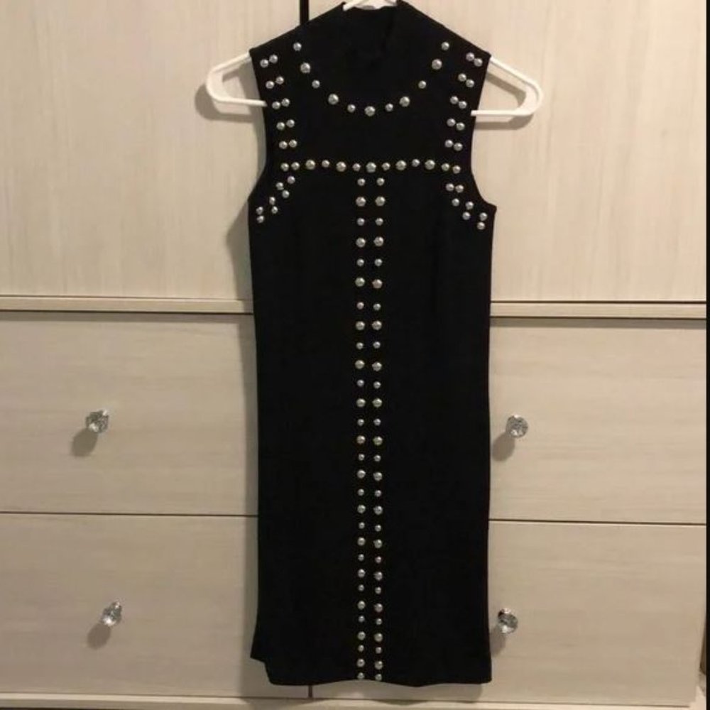 INC Mock Turtleneck Black Sleeveless Dress  with Silver Studs - XXL - Picture 7 of 13